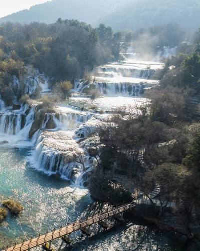 Skradinski Buk waterfalls and footbridge in Krka National Park