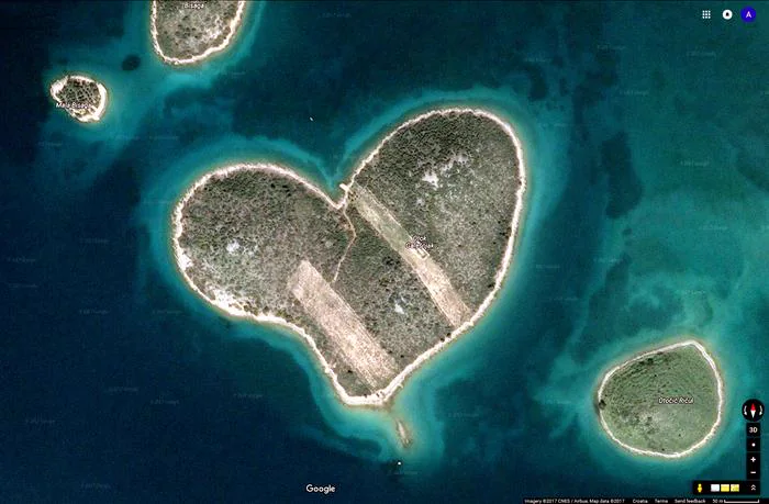 Heart-shaped island in the Adriatic archipelago