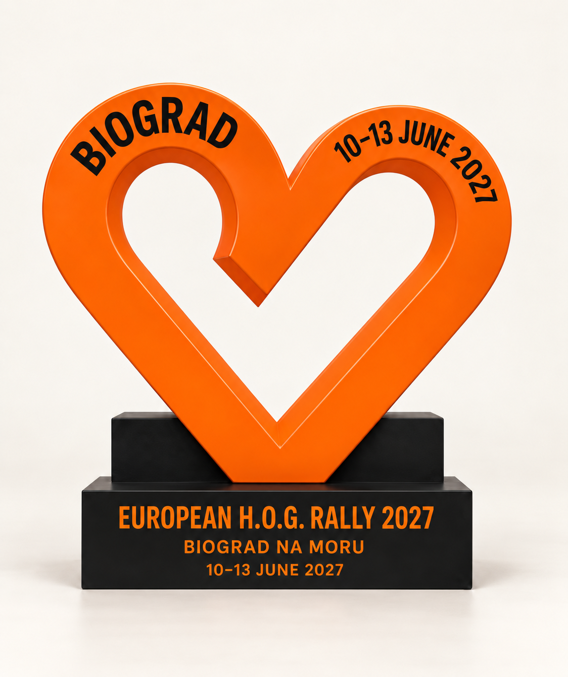 Orange Heart of Biograd sculpture for the European H.O.G. Rally 2027