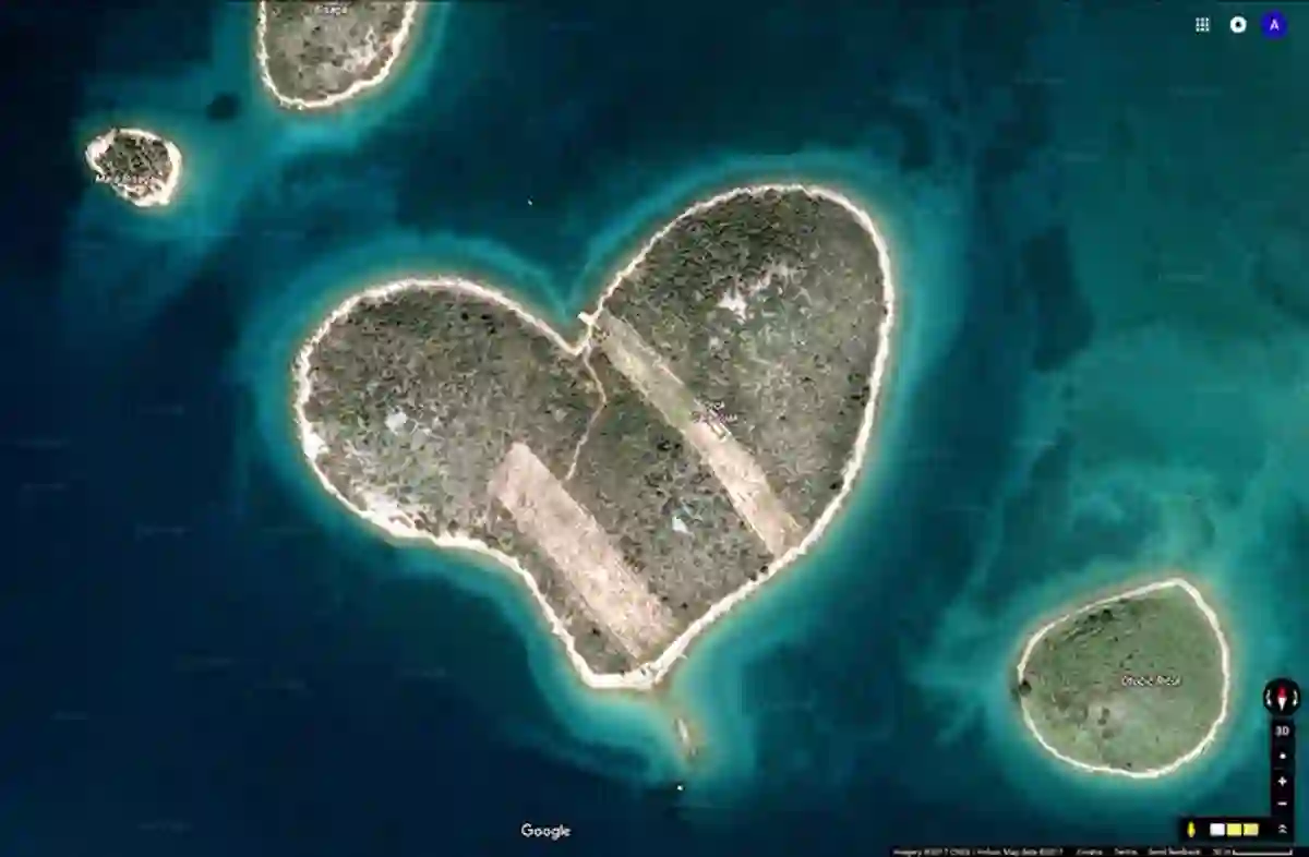 Heart-shaped island in the Adriatic near Biograd